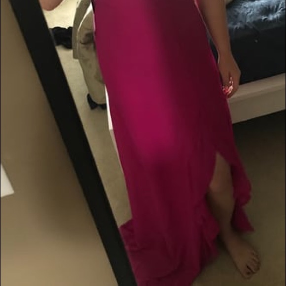 1 LEFT LULUS RUFFLE SLIT MAGENTA MAXI 💞SO PRETTY - Picture 8 of 8